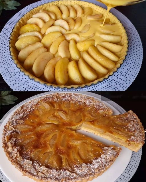 Classic German Apple Tart with Vanilla and Almond Flakes