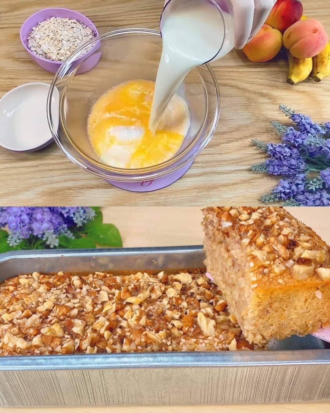 Flourless and Sugar-Free Peach Banana Oatmeal Cake