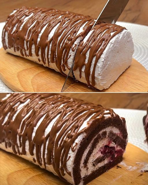 10-Minute Christmas Cherry-Chocolate Swiss Roll