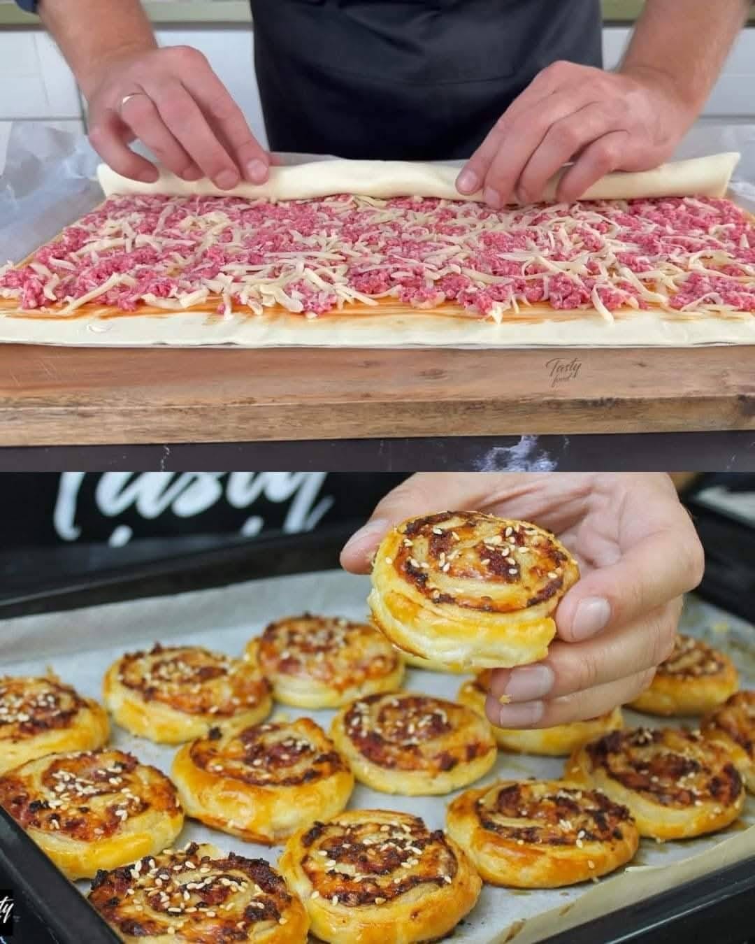 Flaky Puff Pastry Snacks with Sausage and Cheese