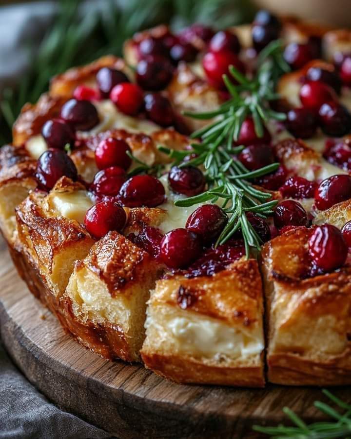 Pull-Apart Sourdough Brie and Cranberry Bread – A Festive and Cheesy Delight 🎄🧀