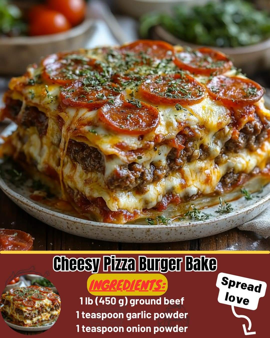 Ultimate Cheesy Pizza Burger Bake 🍕🍔