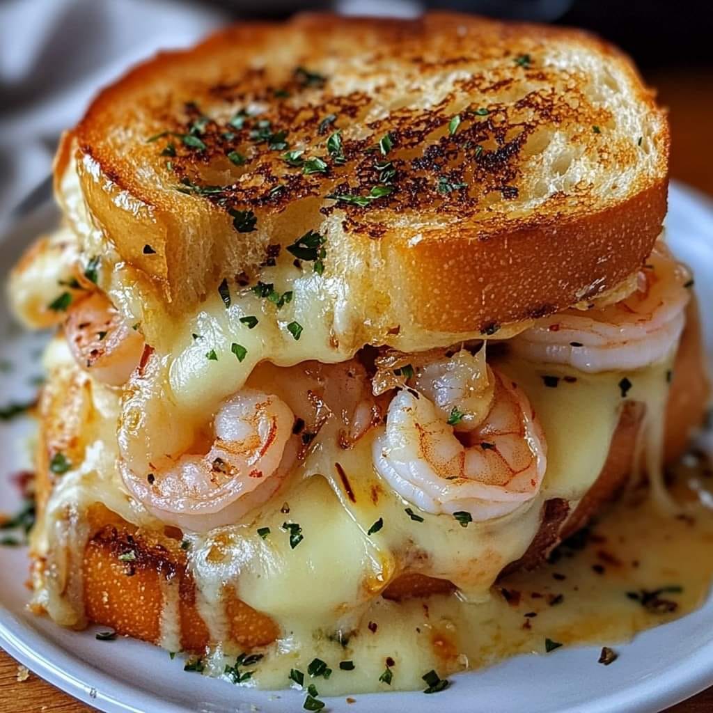 Ultimate Shrimp Grilled Cheese with Garlic Bread