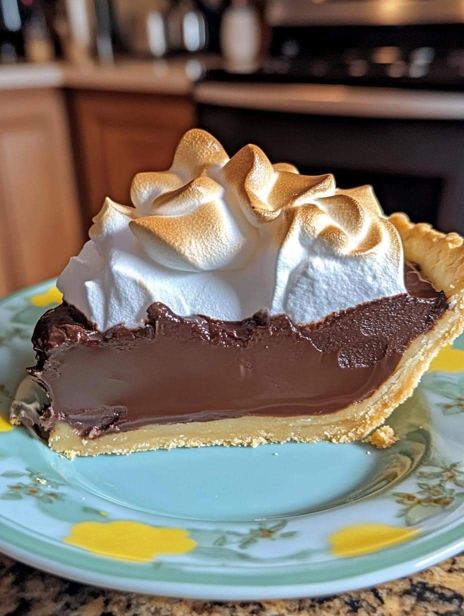 Old Fashioned Chocolate Pie with Golden Meringue