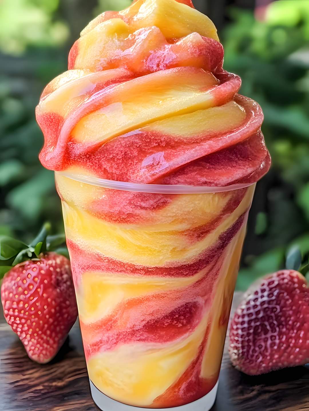 Pineapple Strawberry Swirled Slushies 🍍🍓😋