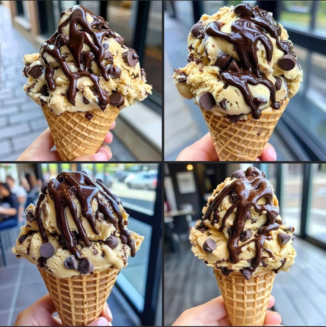 🍦 Chocolate Chip Cookie Dough Ice Cream Cone 🍪🍫