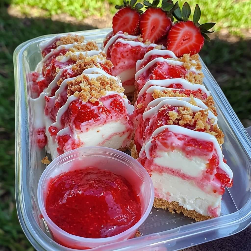 Strawberry Crunch Cheesecake Chunks 🍓🍰✨