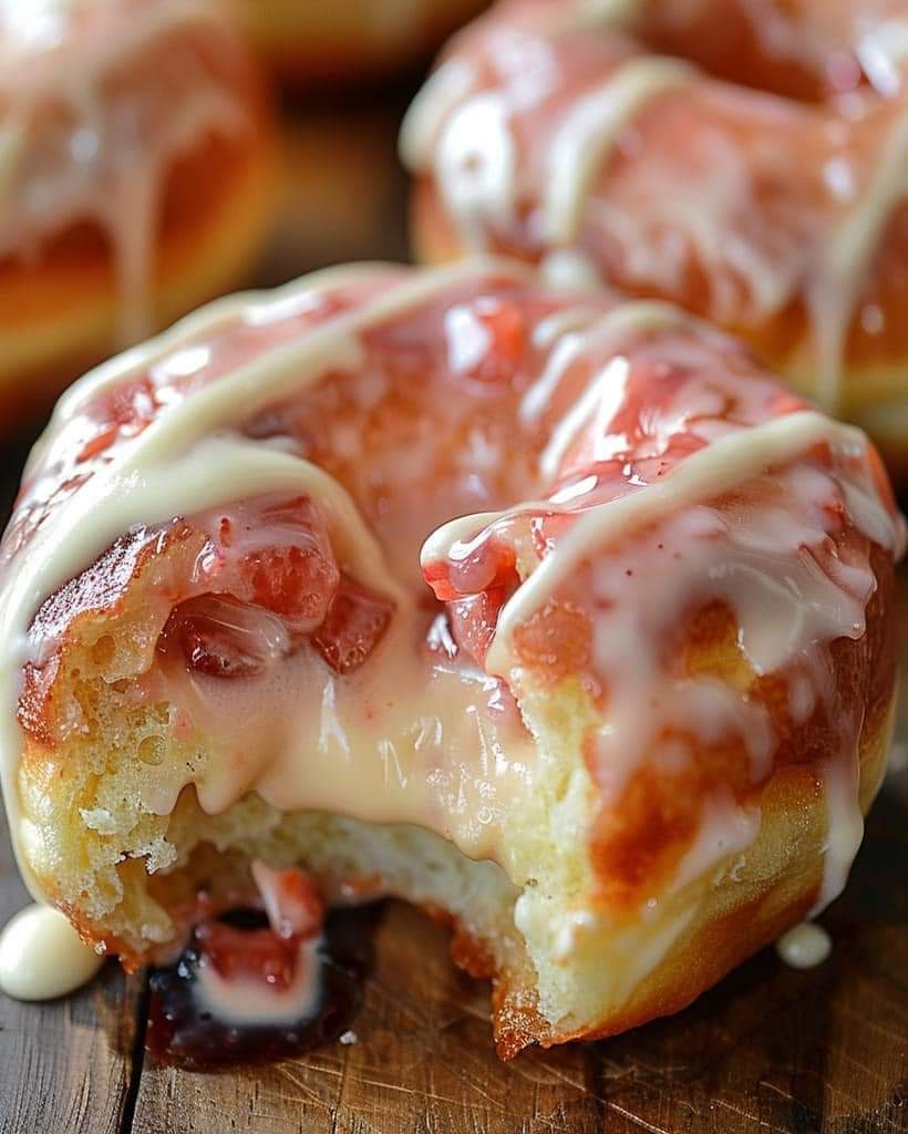 🍓🍩❤️ Delightful Strawberry Cheesecake Filled Donuts