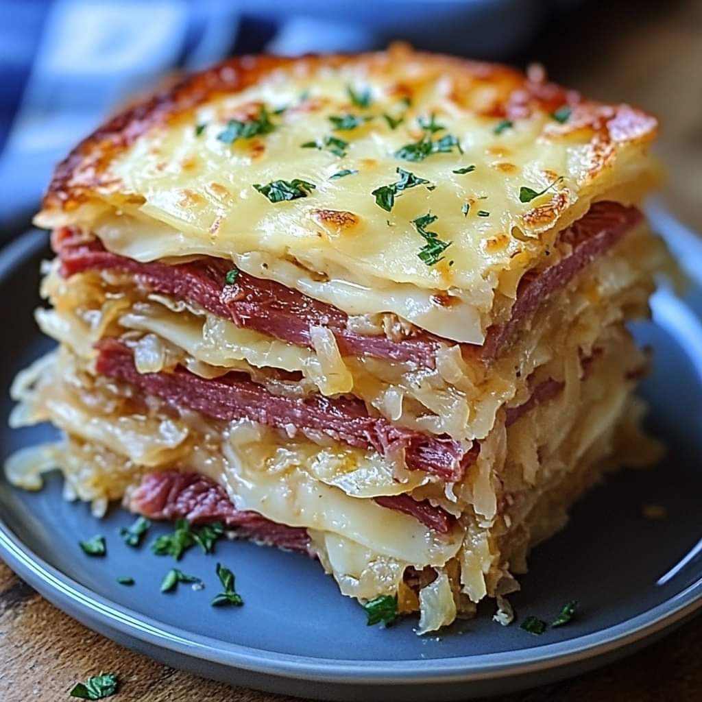 🥪🧀 Reuben Bake with Layers of Corned Beef, Sauerkraut, and Swiss Cheese 🧀🥪