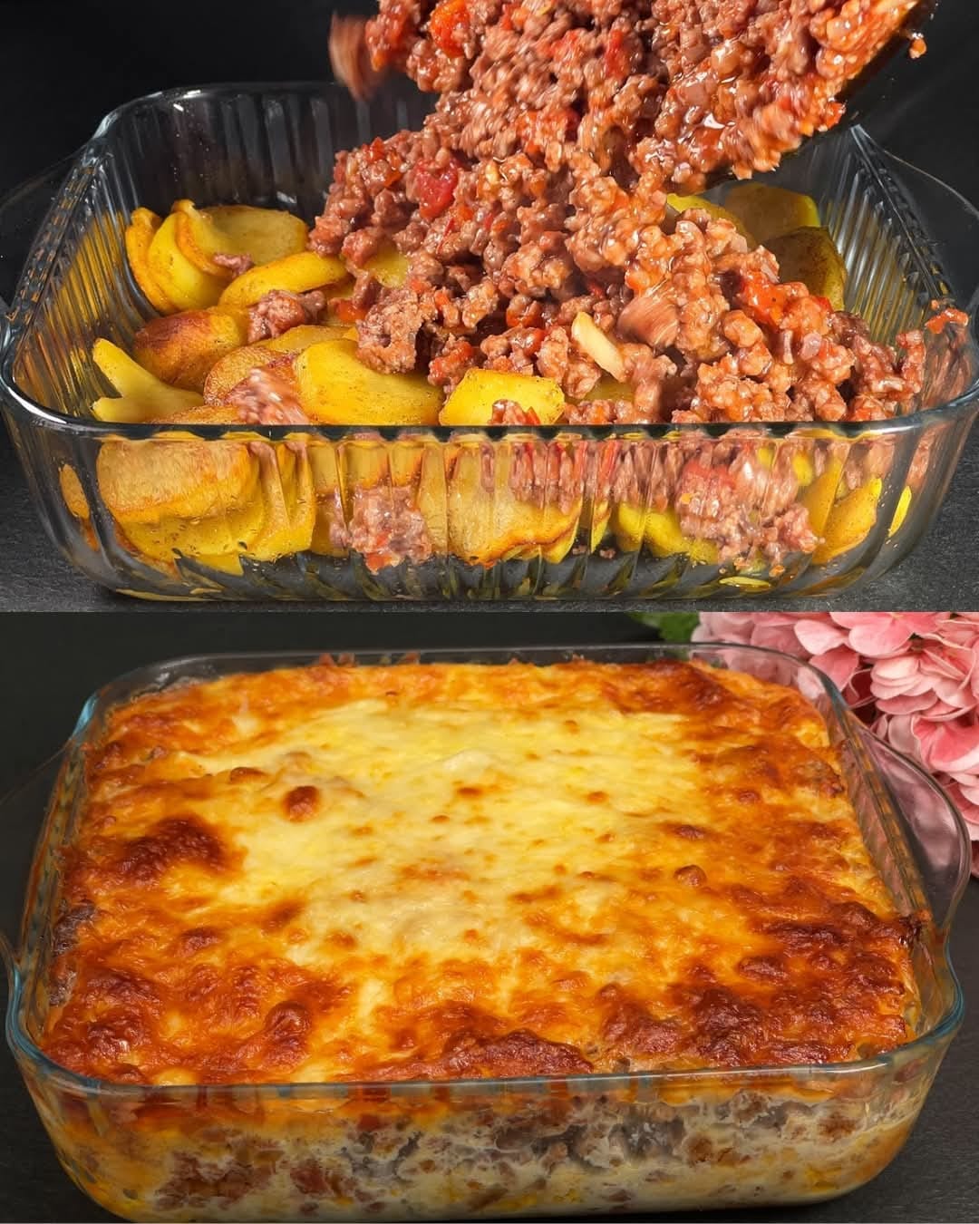 Beef and Potato Casserole with Mozzarella