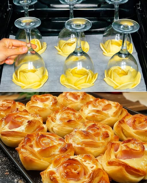 Elegant Puff Pastry Roses with Chicken and Cheese