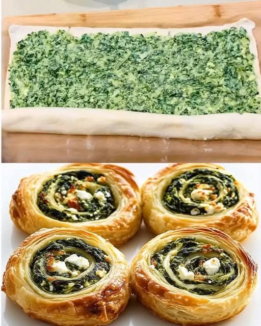 Spinach and Feta Puff Pastry Pinwheels