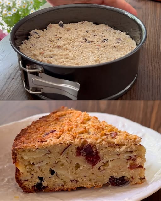 Healthy Apple Cranberry Almond Oat Cake