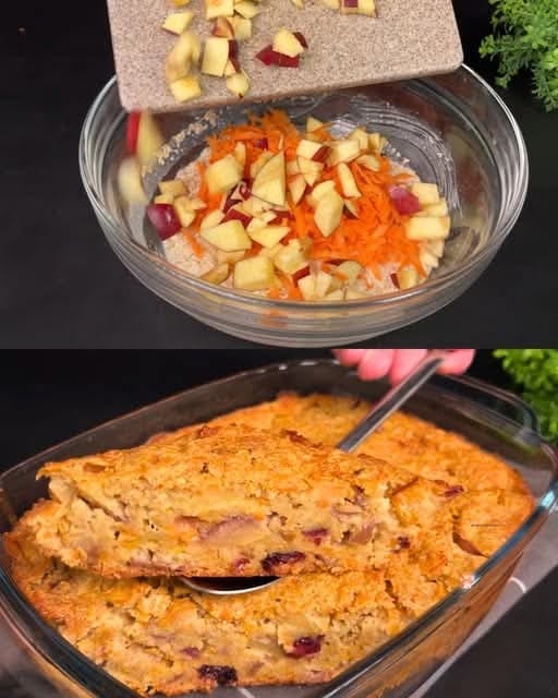 Baked Oatmeal with Carrots, Apples, and Cranberries