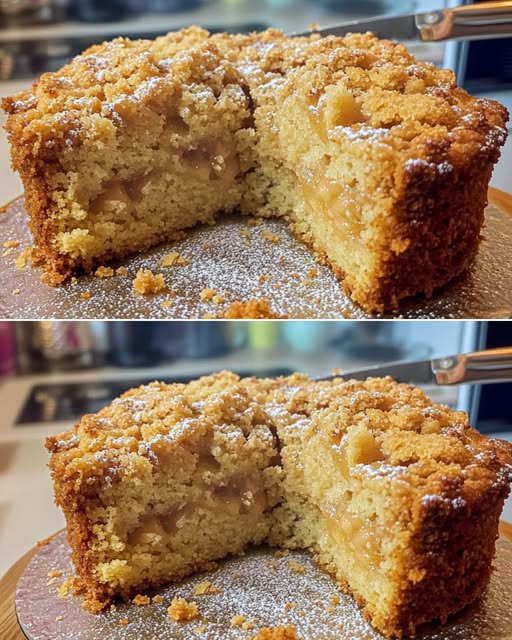 Apple Crumble Cake with Brown Sugar Cream