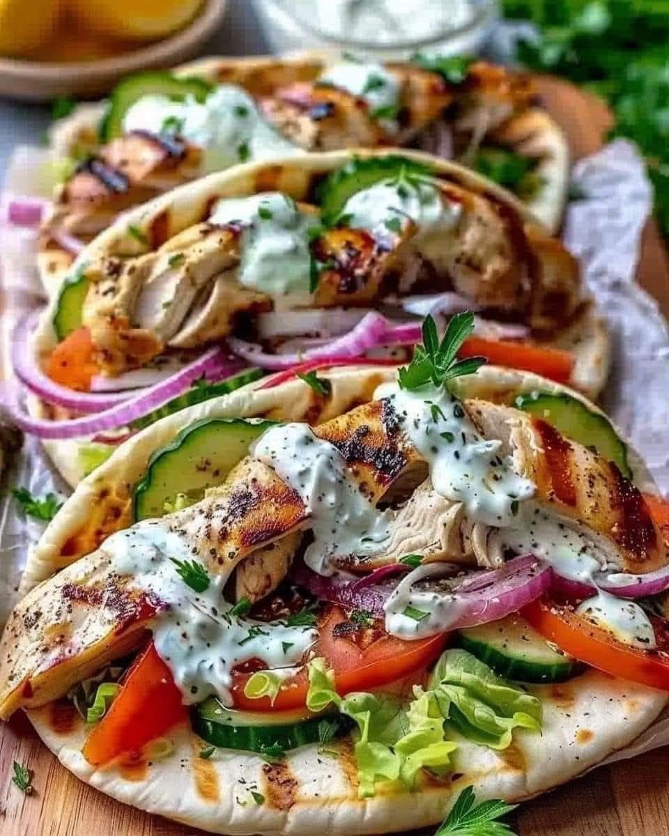 Chicken Gyros with Homemade Tzatziki Sauce